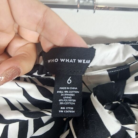 Who What Wear Black White Tropical Wrap Skirt Size 6 - Picture 4 of 5